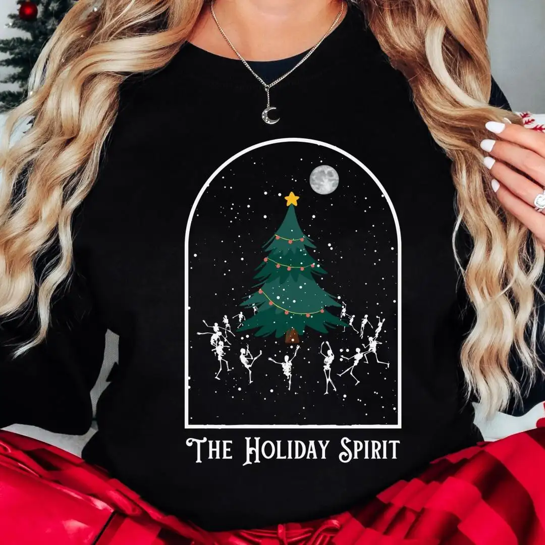 Winter The Holiday Spirit Christmas Shirt, Christmas Tree Tee, Xmas Holiday Sweatshirt, Skeleton Shirt, Matching Family Xmas T-shirt