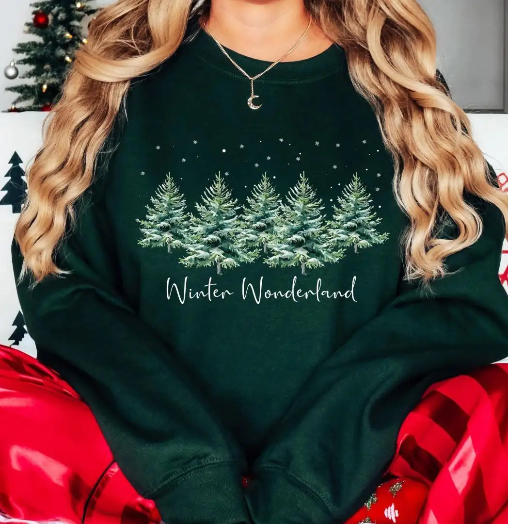Christmas Trees Sweatshirt, Christmas Woman Gift Hoodie, Winter Wonderland Shirt, Family Winter Holiday Tee, Christmas Season T-Shirt