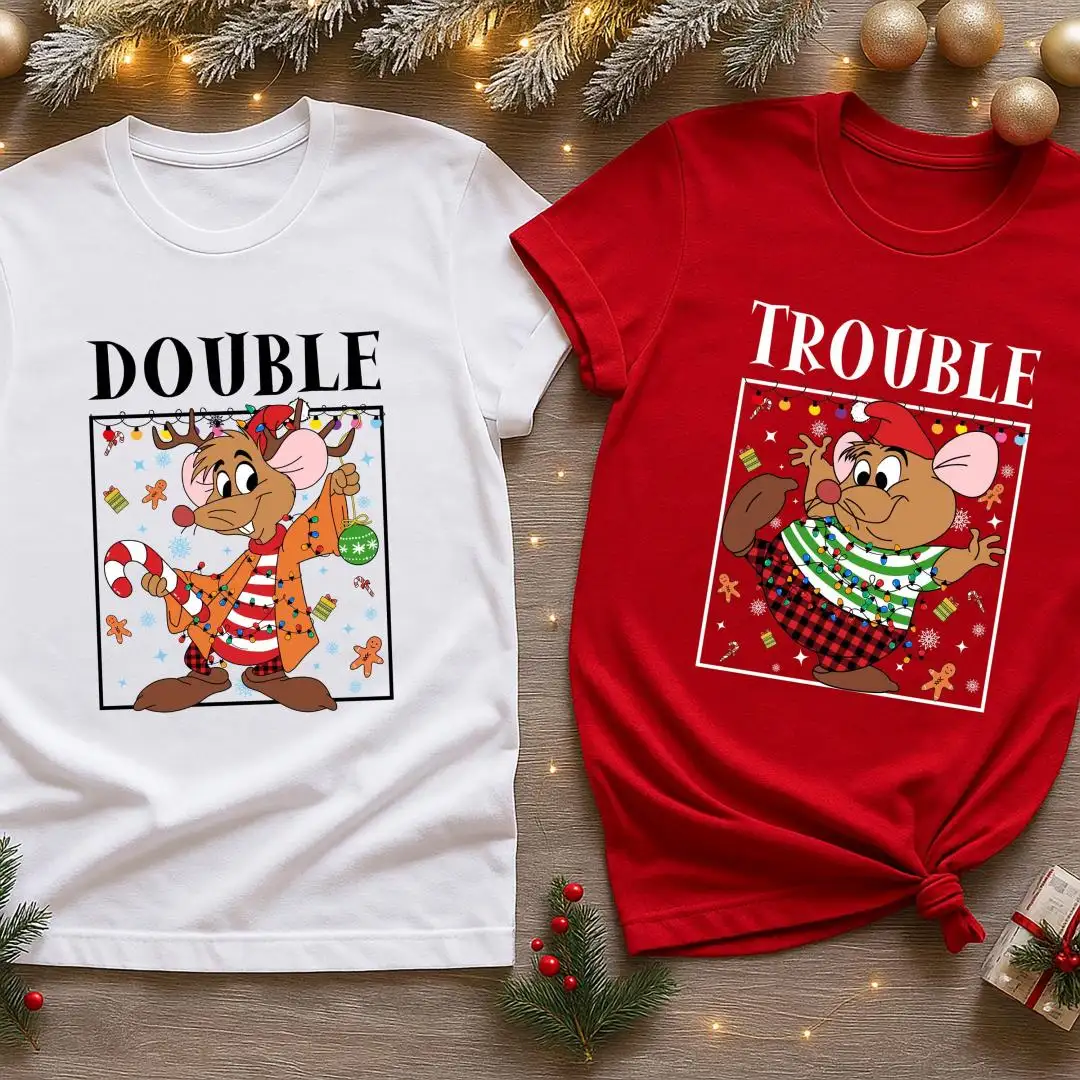 Jaq Gus Gus Christmas Shirt, Double Trouble Siblings Sweatshirt, Disney Cinderella Matching Tee, XMAS Brother Sister Gift Tees