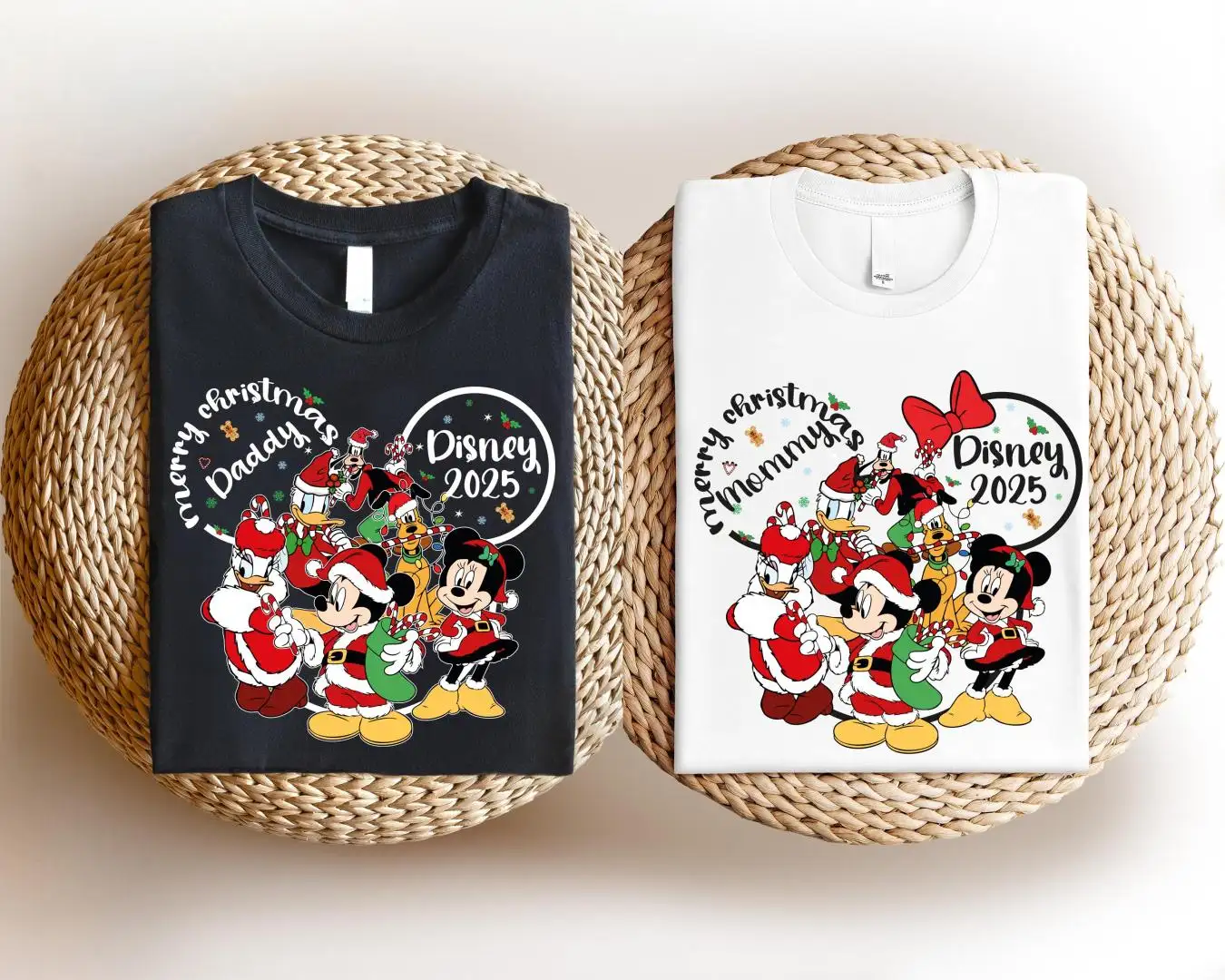 Disney Christmas Family Shirt, Disneyland Xmas 2025 Party, Mickey & Minnie Merry Christmas T-Shirt, Daddy And Mommy Xmas Couple Tee