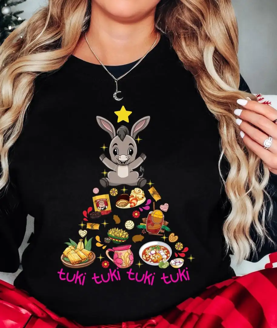 Feliz Navidad Mexican Christmas Shirt, Latino Mexican Xmas Tee, Tuki Tuki Donkey Xmas Tee, Chocolate AbuelitaTee, Spanish Family Xmas Gift