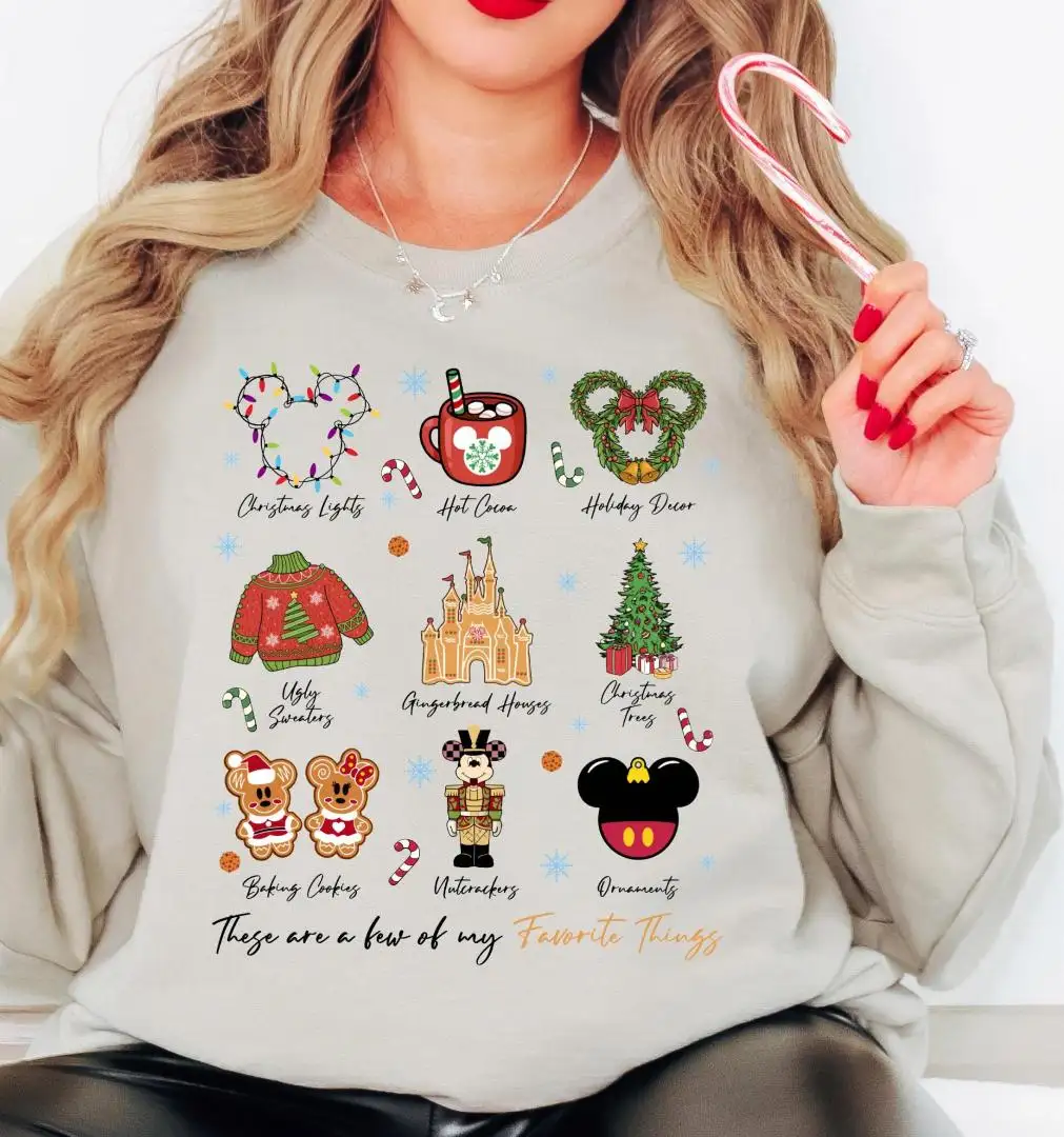 Disney Christmas Shirt, These Are A Few Of My Favorite Things Sweatshirt, Disneyland Family Xmas Holiday Gift, Xmas Gingerbread Tee