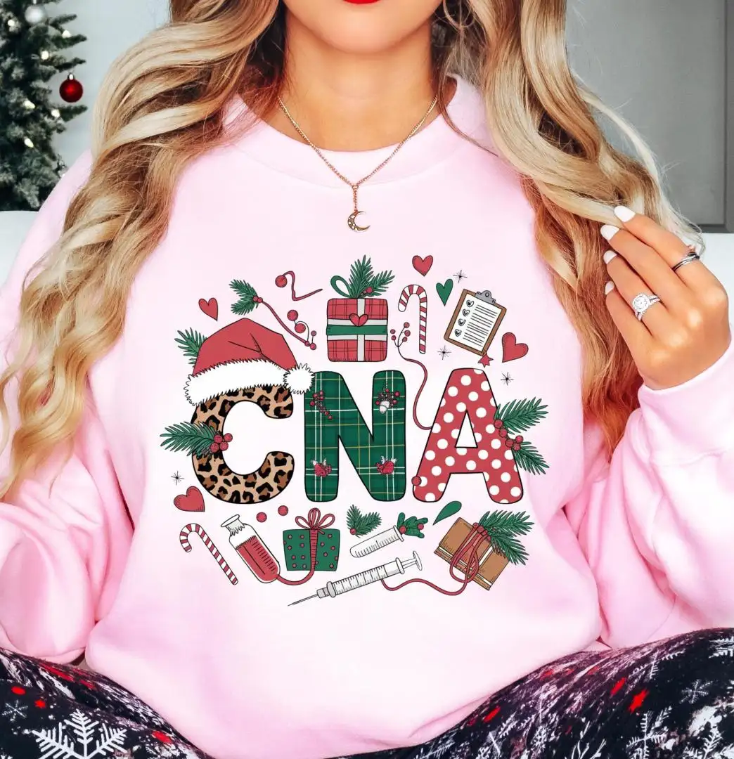 CNA Nurse Christmas Sweatshirt, Certified Nursing Assistant Xmas Shirt, Nurse Life Hoodie, Nurse Xmas Tee, Merry Christmas Holiday Nurse Tee