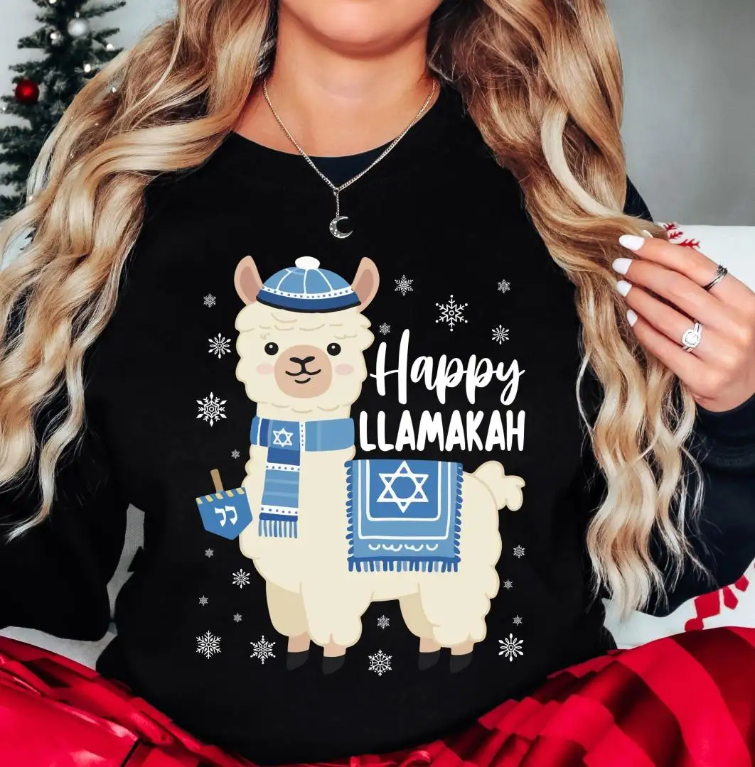 Happy Lamakkah Shirt, Family Llama Xmas Hoodie, Lamakkah Christmas Shirt, Llama & Hanukkah T-Shirt, Judaica Lamakkah Christmas Tee