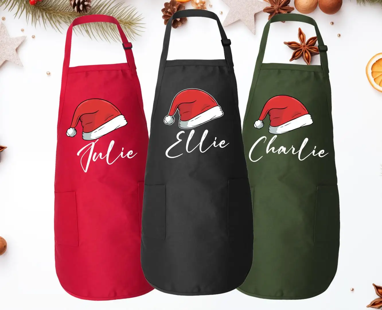 Custom Custom Santa Hat Apron, Christmas Apron, Christmas Apron Gift, Custom Christmas Apron, Apron Gift For Mom, Matching Christmas Gifts