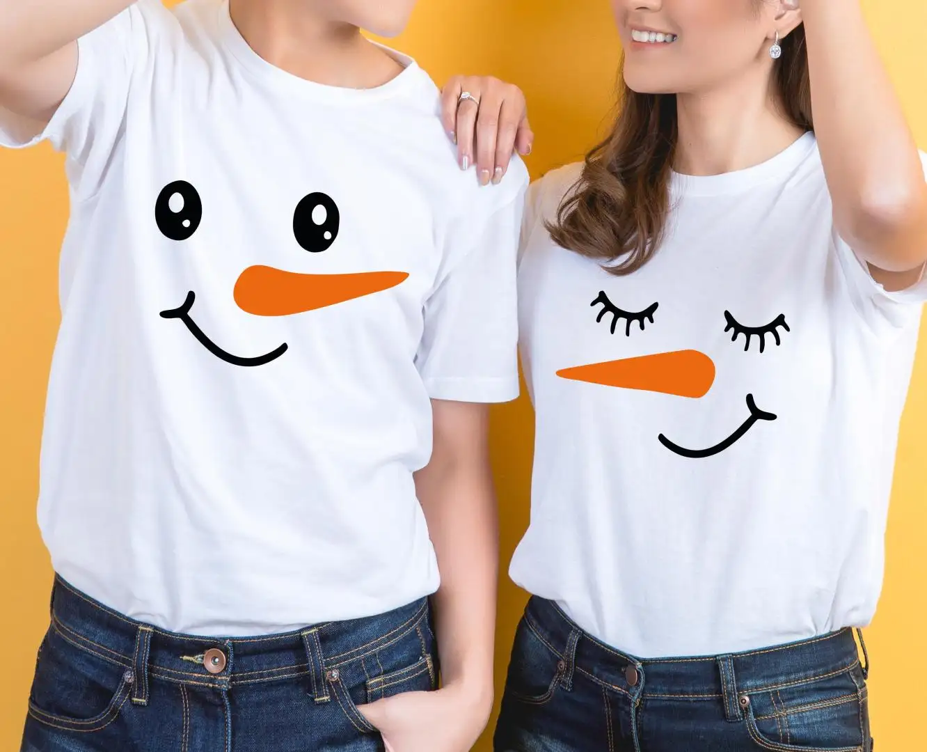 Couple Snowman Shirt, Christmas Family Matching Shirt, Christmas Couple Shirt, Christmas Snowman Face Shirt, Cute Snowman Shirt