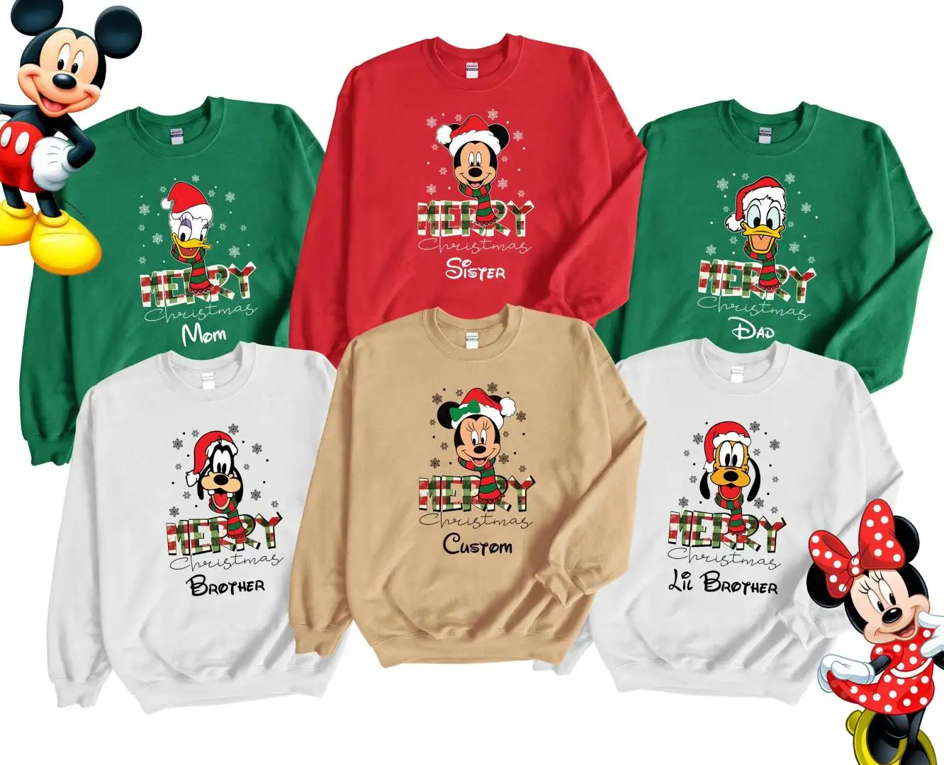 Mickey And Friends Santa Hat Sweatshirt, Matching Christmas Sweatshirt, 2025 Mickey’s Very Merry Shirt, Custom Disney Family Christmas Shirt