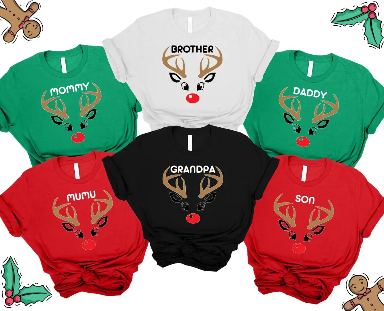 Christmas Reindeer Family Shirt, Christmas Shirt, Holiday Christmas Gift, Cute Reindeer Tee, Custom Reindeer Shirt, Christmas Family Shirt