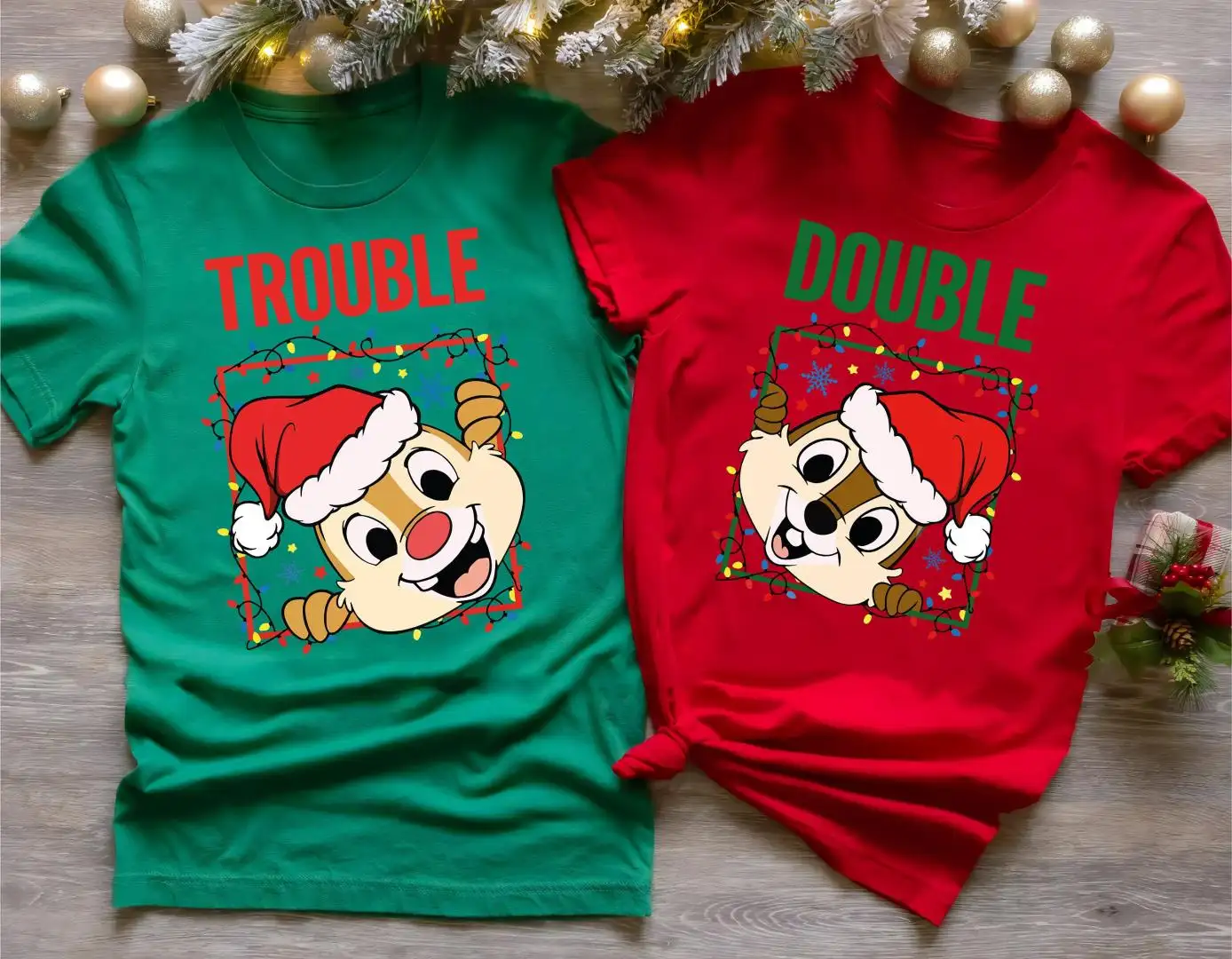 Chip and Dale Christmas Shirt, Christmas Couple Shirts, Double Trouble Shirt, Disney Family Christmas Shirt, Disney Christmas Trip Shirt