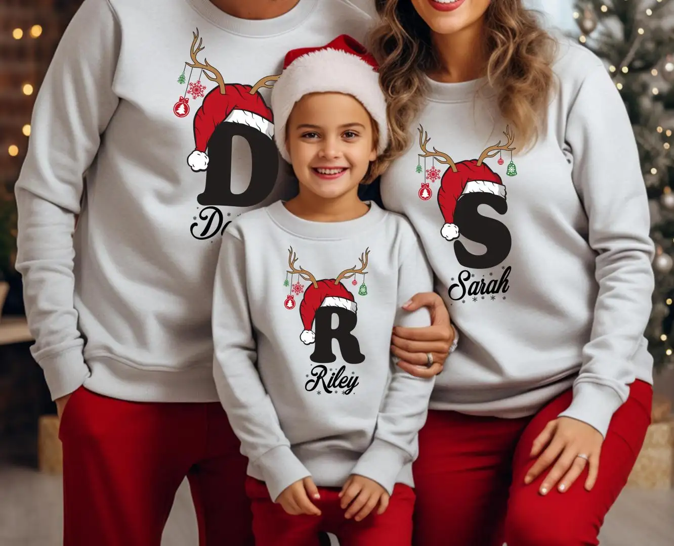 Family Christmas Name Sweatshirt, Christmas Letters Sweater, Monogrammed Family Christmas Sweatshirt, Personalized Name Christmas Sweatshirt