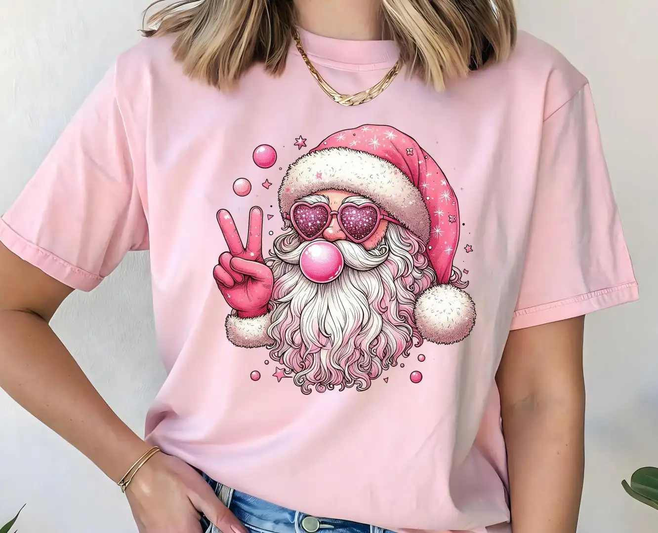 Comfort Colors® Pink Santa Shirt, Santa Bubble Shirt, Christmas Santa Shirt, Cute Santa Christmas Shirt, Santa Shirt, Funny Christmas Shirt