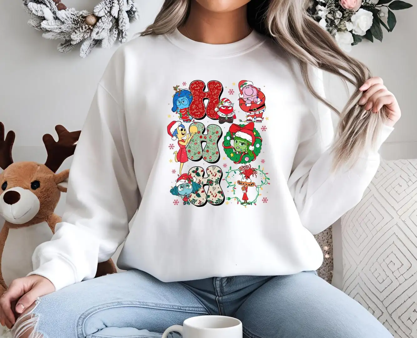 Ho Ho Ho Christmas Sweatshirt, Inside Out Ho Ho Ho Sweater, Disney Christmas Sweaters, Inside Out Sweatshirt, Disney Christmas Sweatshirt