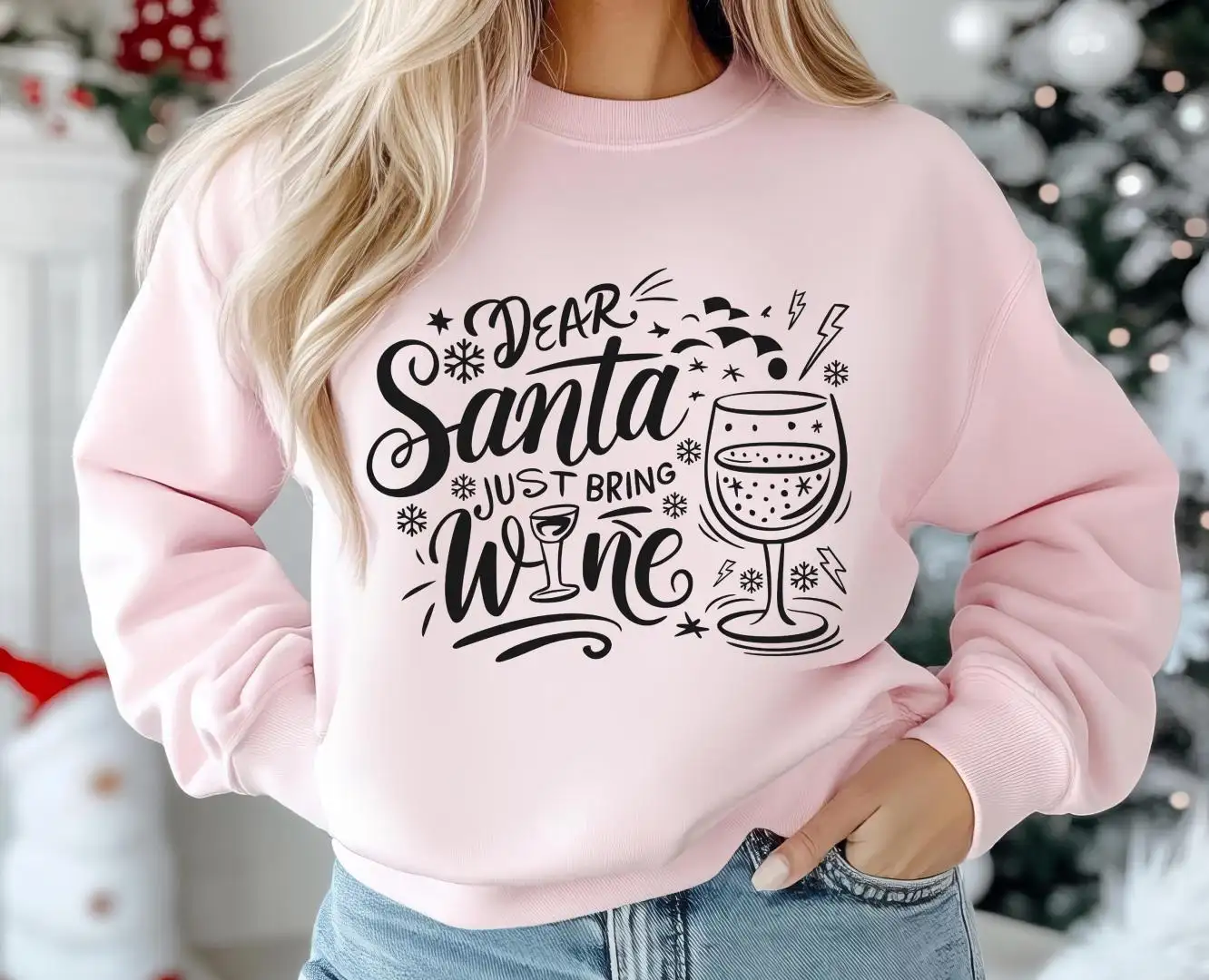 Dear Santa Just Bring Wine Shirt, Holiday Shirt, Christmas Drinking Shirt, Wine Lover Shirt, Christmas Family Shirt, Christmas Wine Shirt