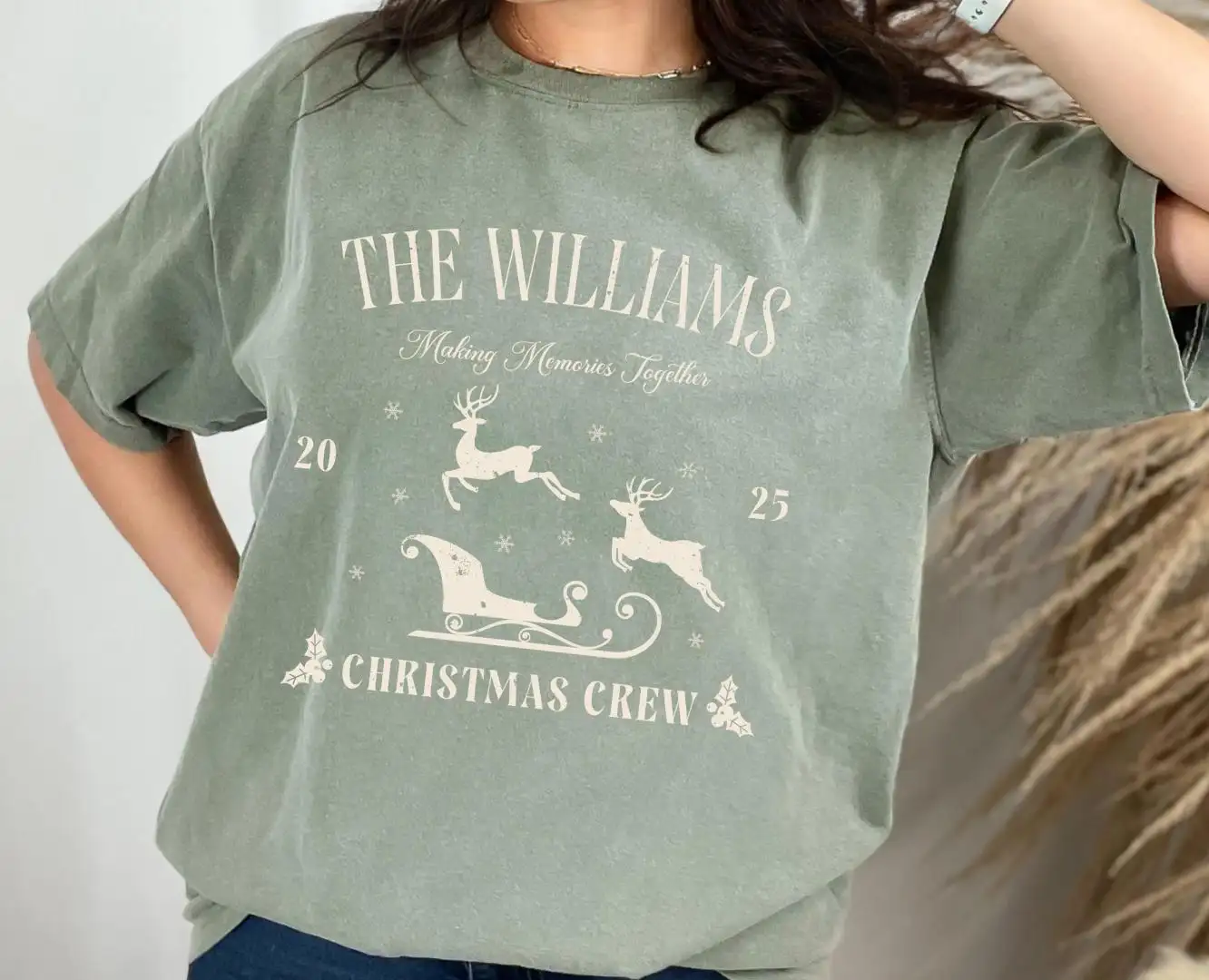 Comfort Colors® Family Christmas Crew Shirt, Custom Family Matching Christmas Shirt, Personalized Family Name Christmas Shirt