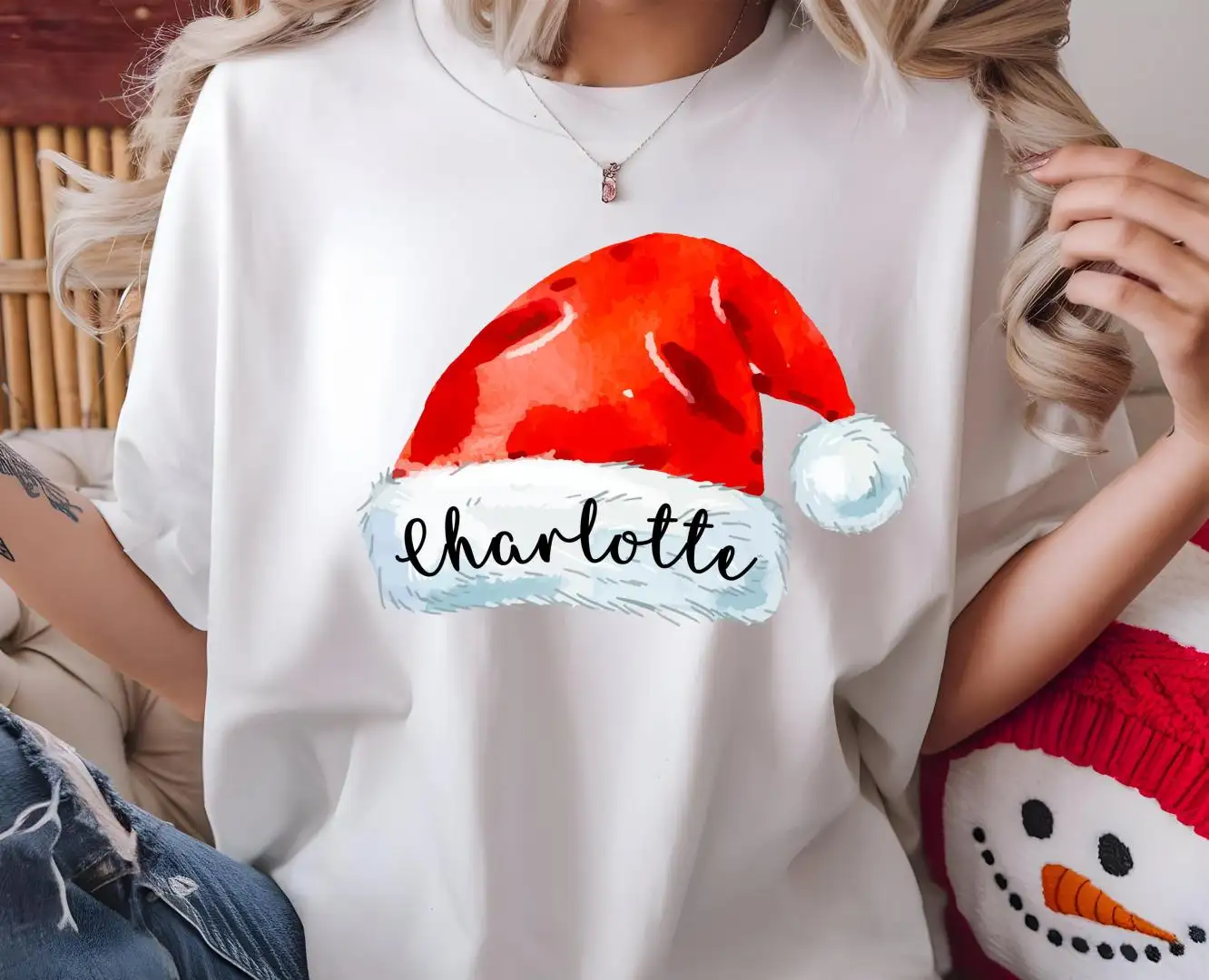 Custom Christmas Hat Shirt, Christmas 2025 Family Matching Shirt, Personalized Name Christmas Family Shirts, Custom Santa Shirt