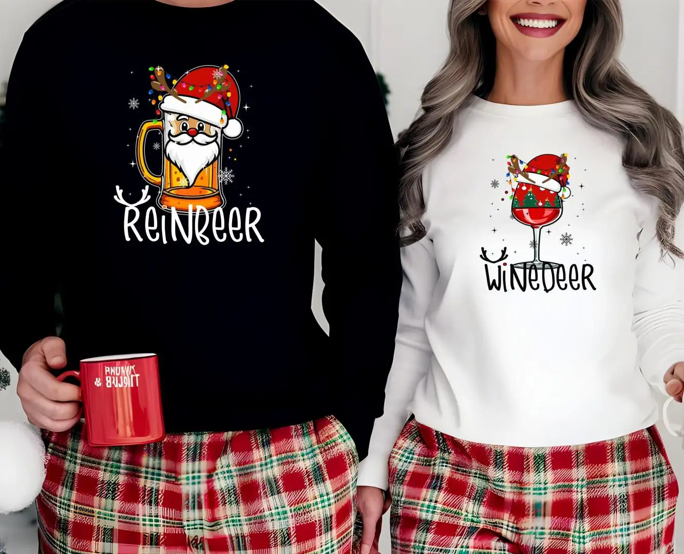 Reinbeer Winedeer Sweatshirts, Couple Christmas Shirts, Reindeer Sweatshirt, Christmas Sweatshirt, Matching Xmas Sweaters, Couples Sweaters