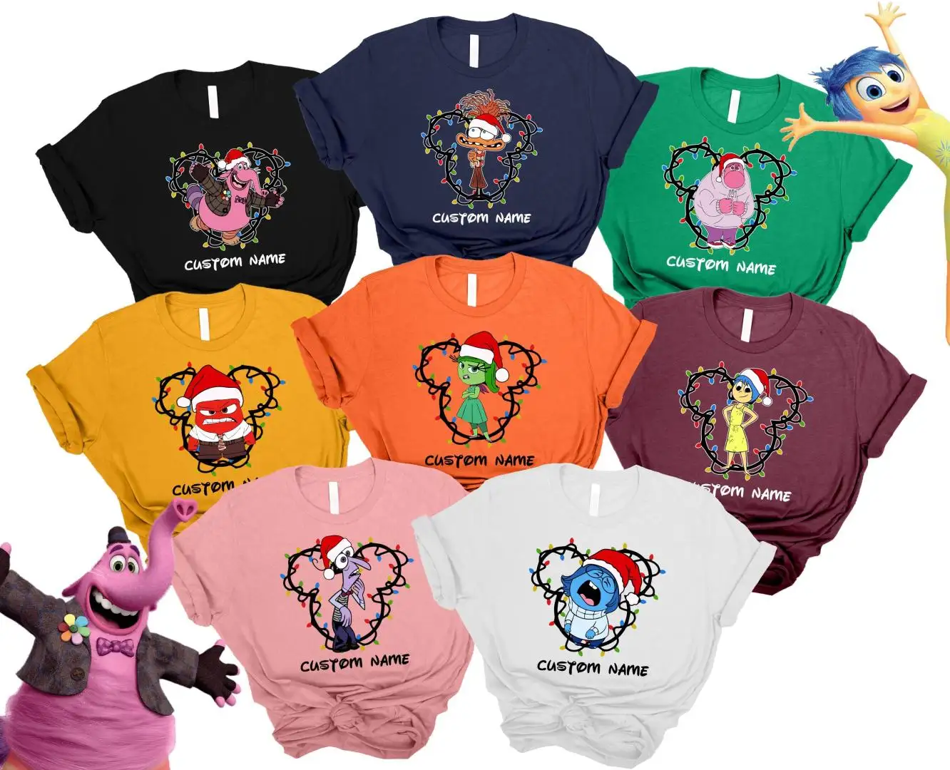 Inside Out Mickey Head Christmas Lights, Custom Inside Out Shirt, Personalized Disney Inside Out 2 Christmas Light Shirt