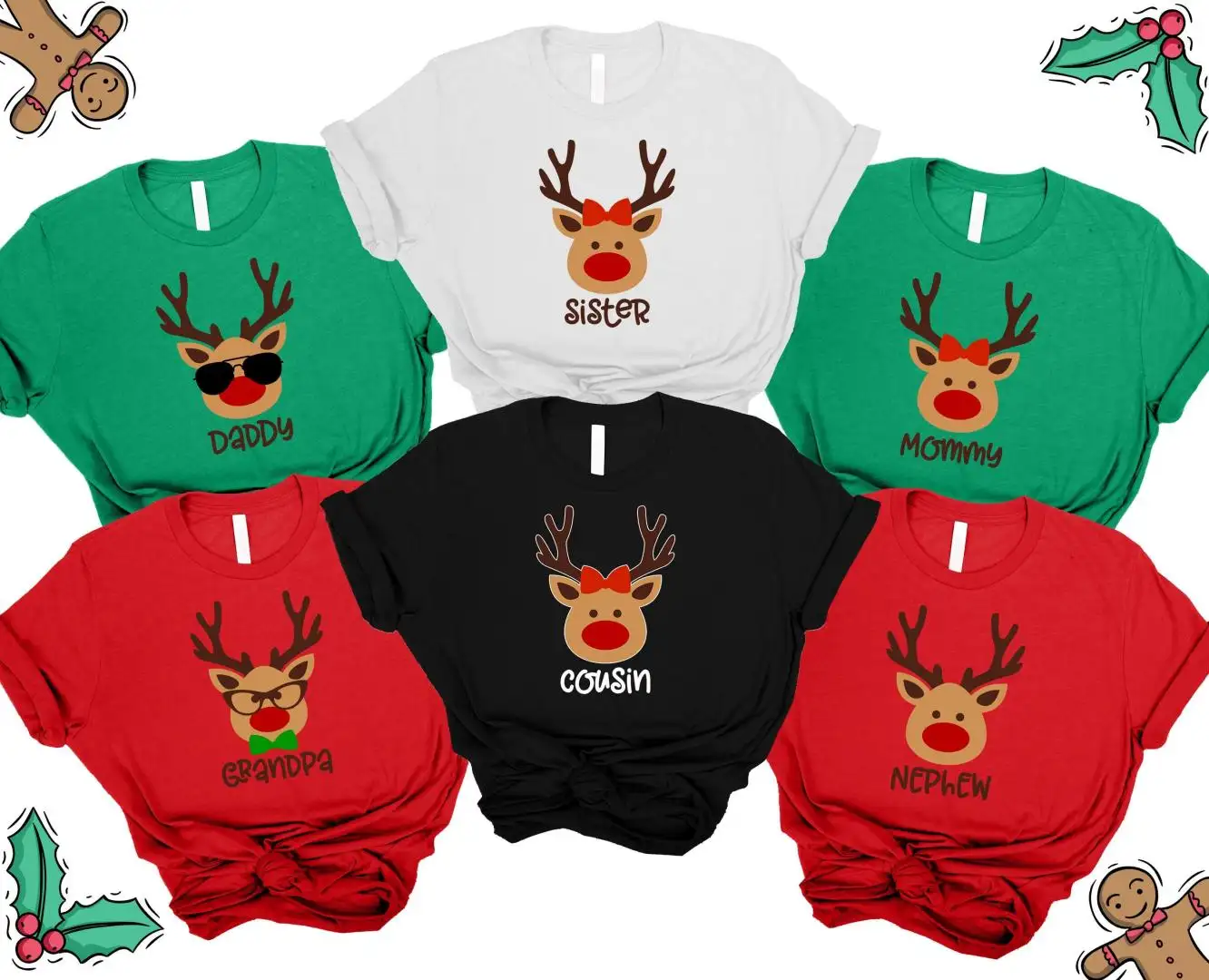 Reindeer Family Christmas Shirt, Gift For Christmas, Custom Family Shirt, Matching Christmas Tee 2025, Personalized Christmas Family Shirt