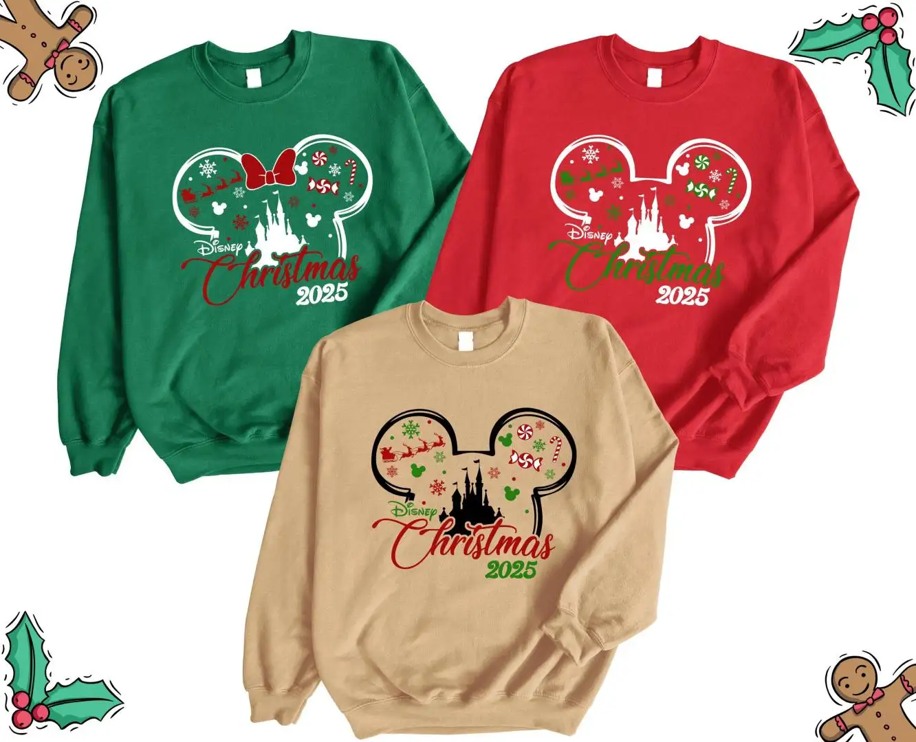 Disney Christmas 2025 Sweatshirt, Custom Family Disney Shirt, Custom Disney Christmas Sweatshirt, Mickey Minnie Christmas Sweater