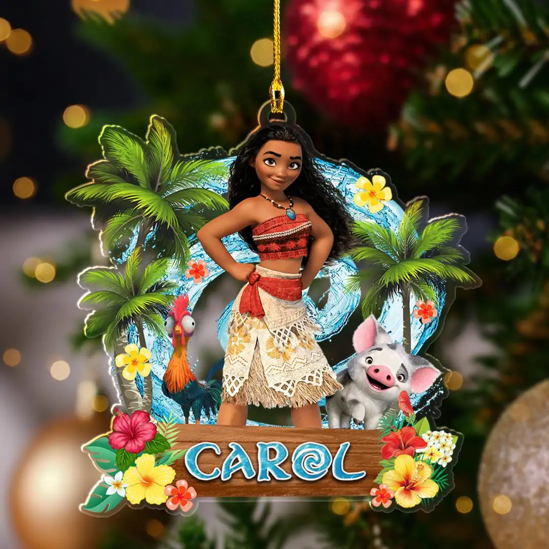 Moana Christmas Ornament, Personalized Christmas Ornament, Disney Christmas ornament Moana Keepsake, Disney Princess Moana Ornament