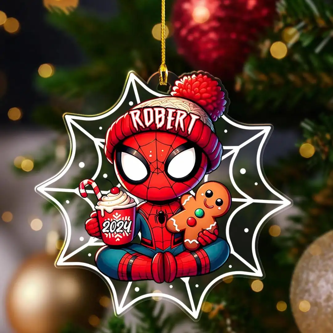 Personalized Superhero Ornament Custom Spidey Christmas Ornament Spiderman Ornament Custom Kid Spidey Ornament, Christmas Gift Kids Ornament