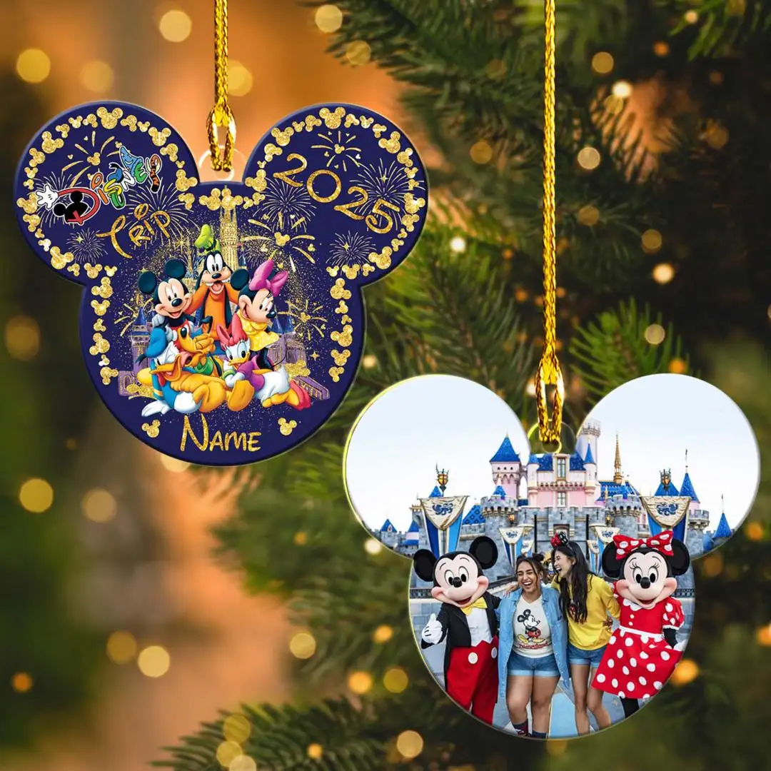 Personalized Photo Disney Family Trip 2025 Ornament, Custom Family Vacation Photo Ornament, Disneyworld Ornament, Disney Photo Ornament