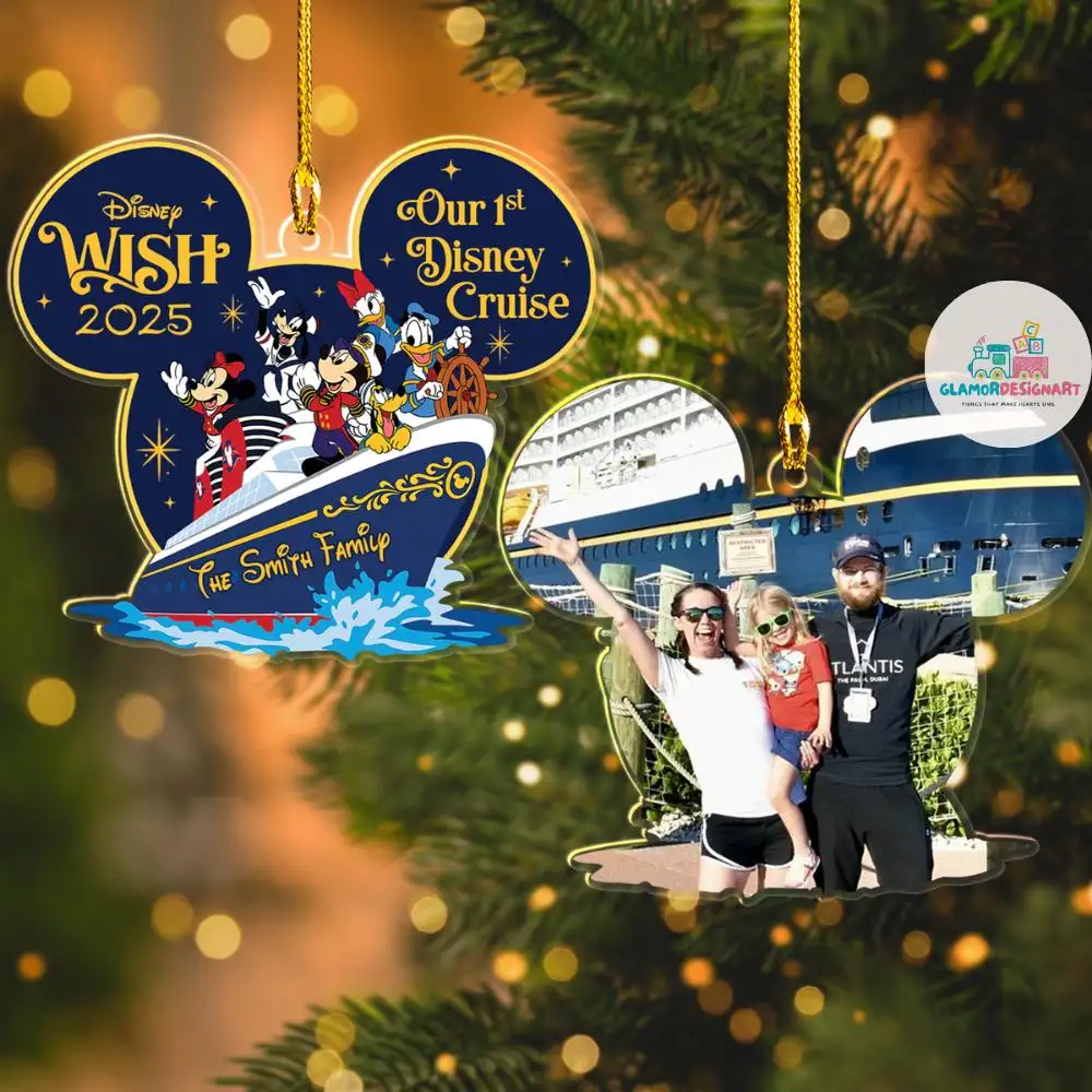 Personalized Photo Disney Cruise Line Ornament Disney Family Trip 2025 Ornament Disney Photo Ornament, Custom Family Vacation Photo Ornament