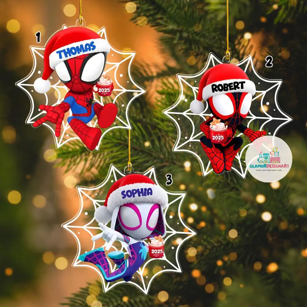 Personalized Spidey And His Amazing Friends Christmas Ornament, Spider Junior Hero Xmas Ornament Kids Christmas Gift Spiderman Ornament