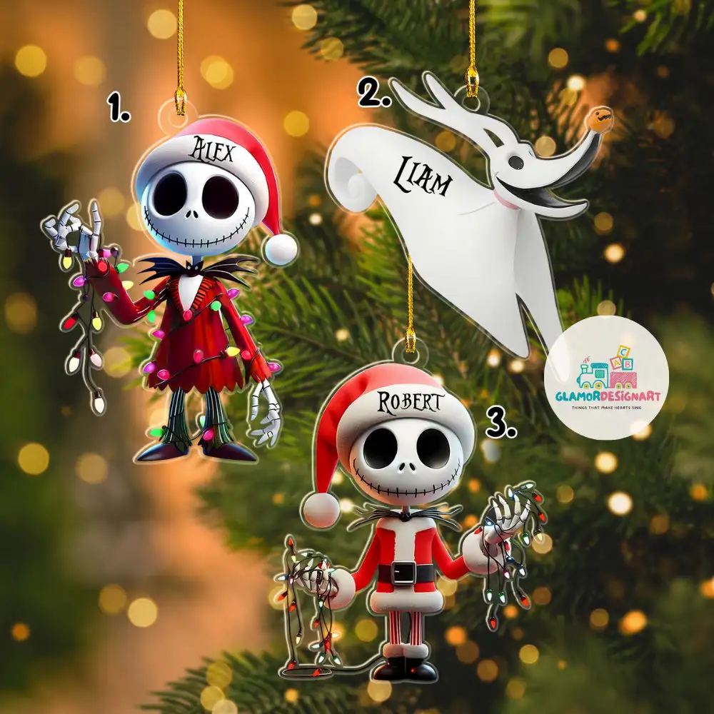 Personalized Nightmare Before Christmas Ornament, Family Christmas Ornament, Custom Name Jack Skellington Ornament Christmas Gift for Him