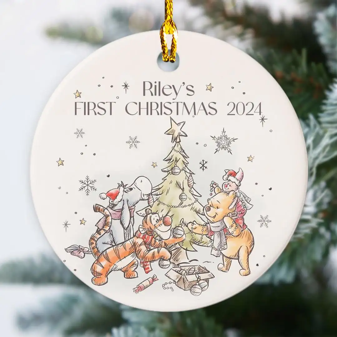 Personalized Pooh Ornament, Custom First Christmas Ornament, Personalized Name Christmas Ornament Winnie the Pooh Baby Shower Gift Baby Gift