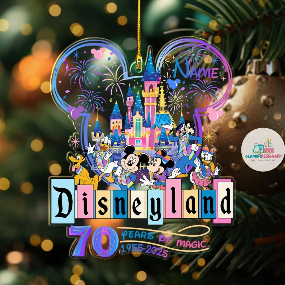 Personalized Disneyland 70th anniversary 1955-2025 Ornament 70 years of magic Ornament Platinum celebration Ornament Family Vacation Gift