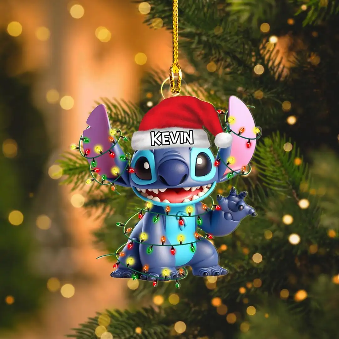 Personalized Disney Stitch Christmas Ornament, Lilo Stitch Ornament, Stitch Tree Hanging Stitch and Angel Ornament, Lilo and Stitch Ornament