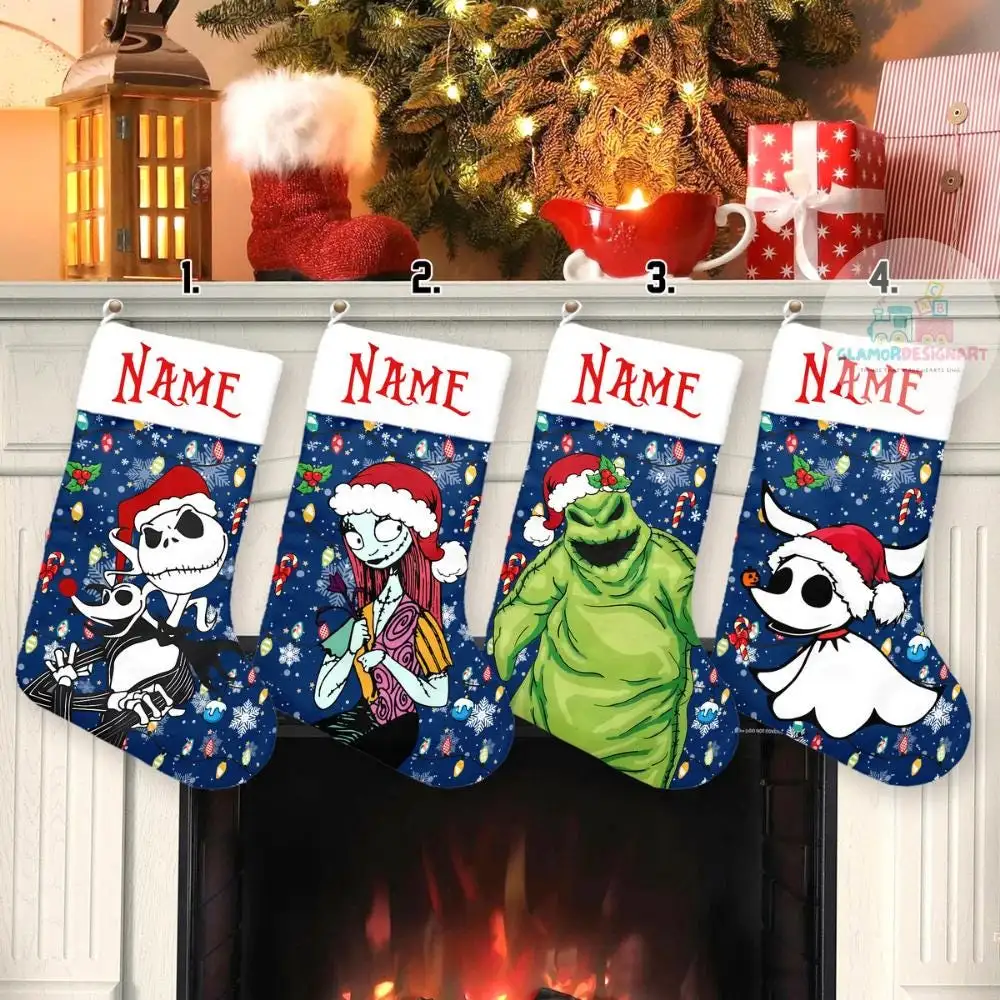 Personalized Nightmare Before Christmas Stockings, Oogie Boogie Sally Jack Christmas Stocking, Christmas Socks Family Christmas Stockings