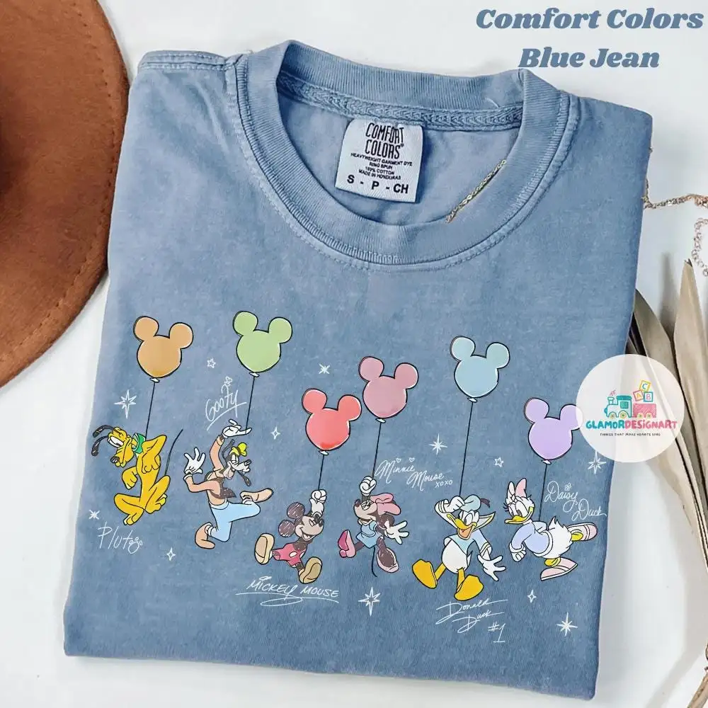 Retro Disney Mickey And Friends Signatures Comfort Colors Shirt Disney Vacation Shirt, Disneyworld Shirt, Magic Kingdom shirt Disneyland Tee