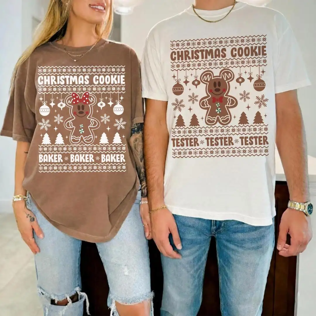 Comfort Colors Christmas Cookie Baker Tester Shirt Christmas Couple Shirt Disney Gingerbread Shirt Disney Christmas Shirt Mickey Gingerbread