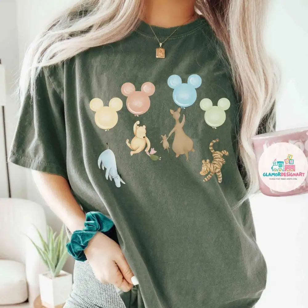Winnie The Pooh and Friends Shirt, Winnie The Pooh Shirt Pooh Balloons Shirt, Cute Pooh Bear Shirt Comfort Colors Shirt, Disney Pooh T-Shirt
