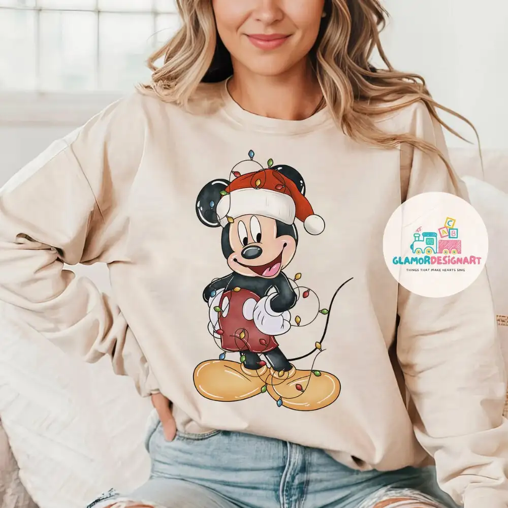 Retro Mickey Mouse Christmas Lights Shirt, Mickey's Very Merry Christmas Shirt, Disneyland Shirt, Disney Family Matching Xmas Vintage Shirts