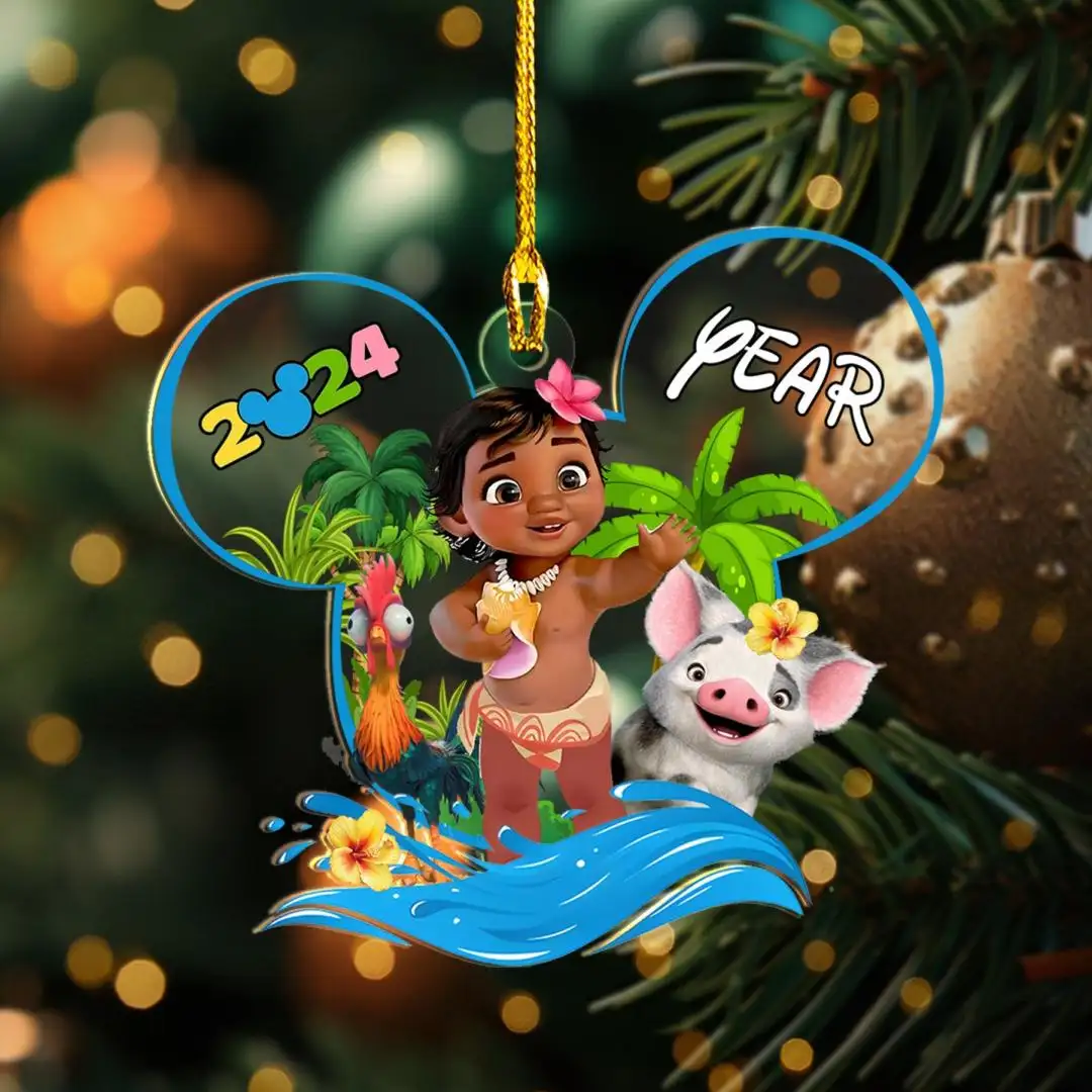 Custom Name Moana Ornament, Moana Xmas Ornament Gift, Disney Christmas Gift, Hei Hei Pua Maui Tamatoa, Christmas 2025 Ornament
