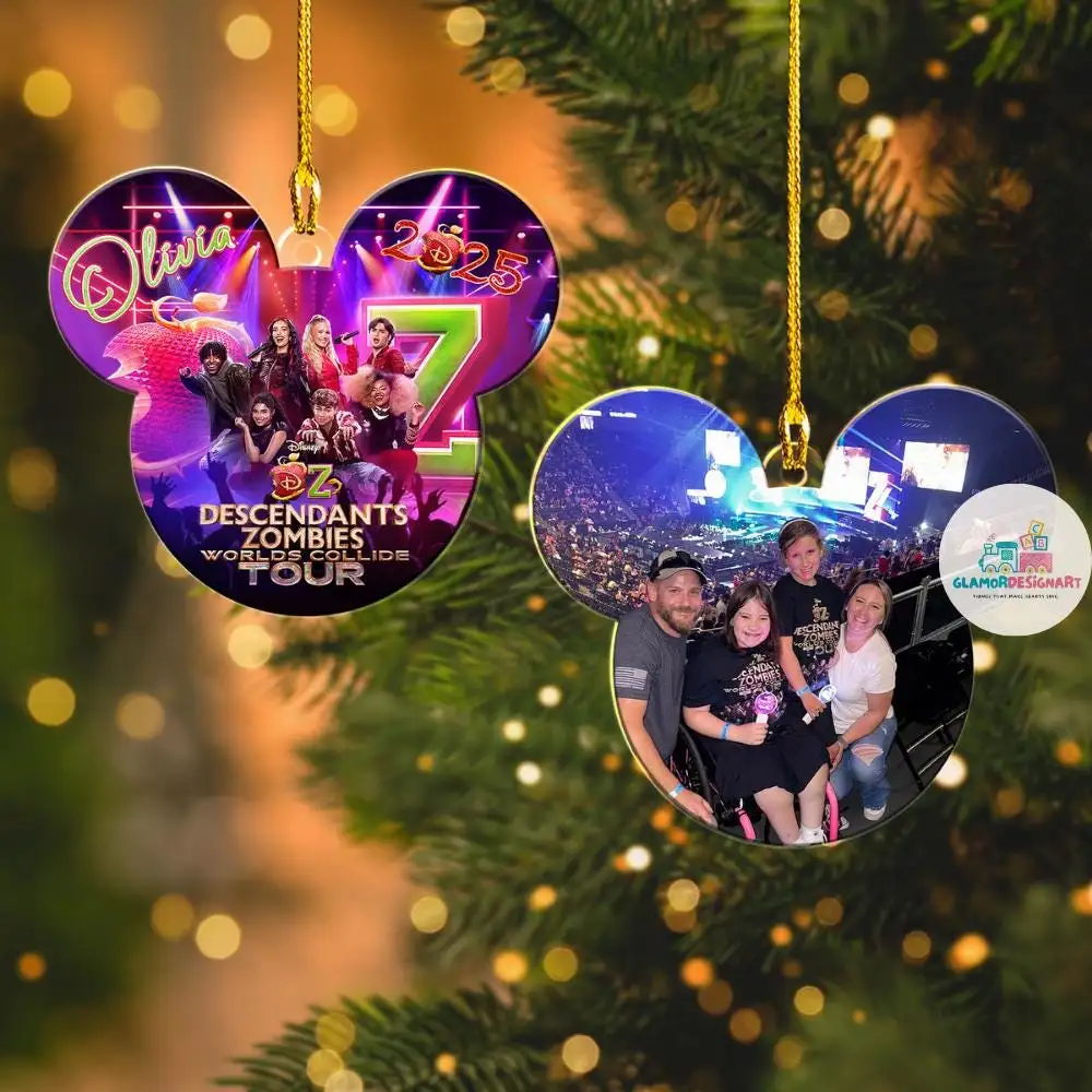 Disney Descendants Zombies World Tour Ornament, Descendants Zombies Concert 2025 Ornament, Disney Tour Christmas Ornaments, The Rise Of Red