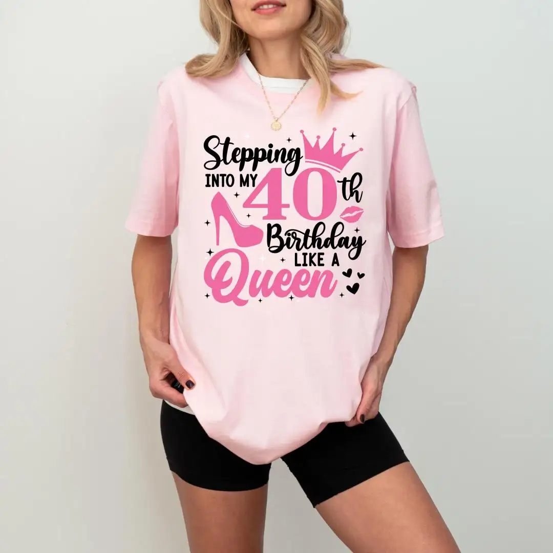 40th Birthday Shirt for Women | Stepping Into My 40s Queen
