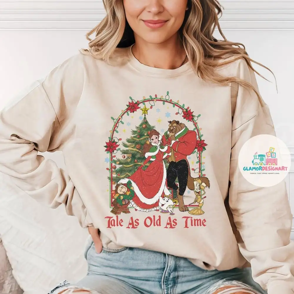 Disney Christmas Beauty and the Beast Shirt Tale as old as time Shirt Disneyland Christmas, Disney Xmas Trip Disney Princess Christmas Shirt