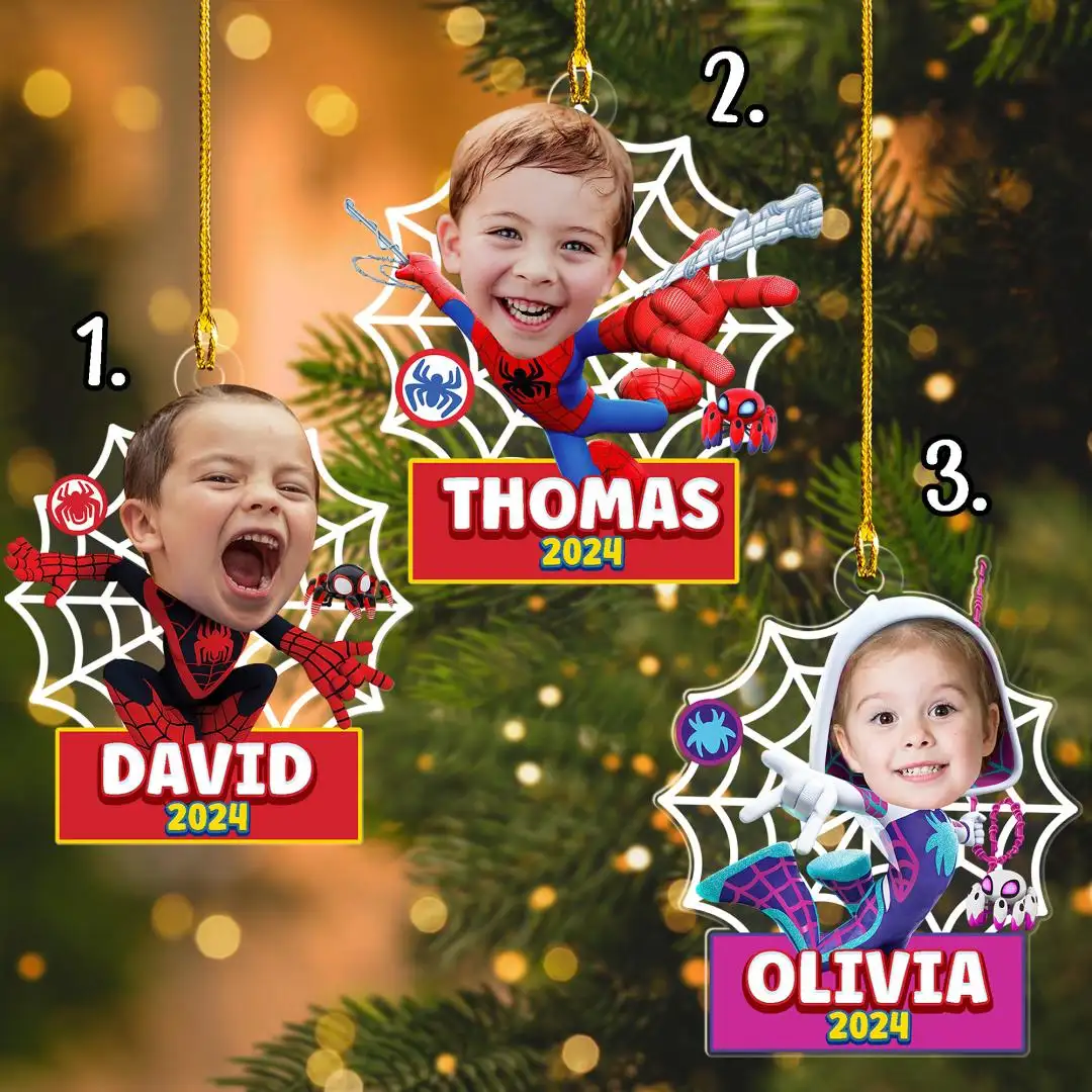 Personalized Spidey Christmas Ornament Superhero Ornament Customized 2025 Christmas Tree Decor Heros Movie Gift For Kid Spiderman Ornament