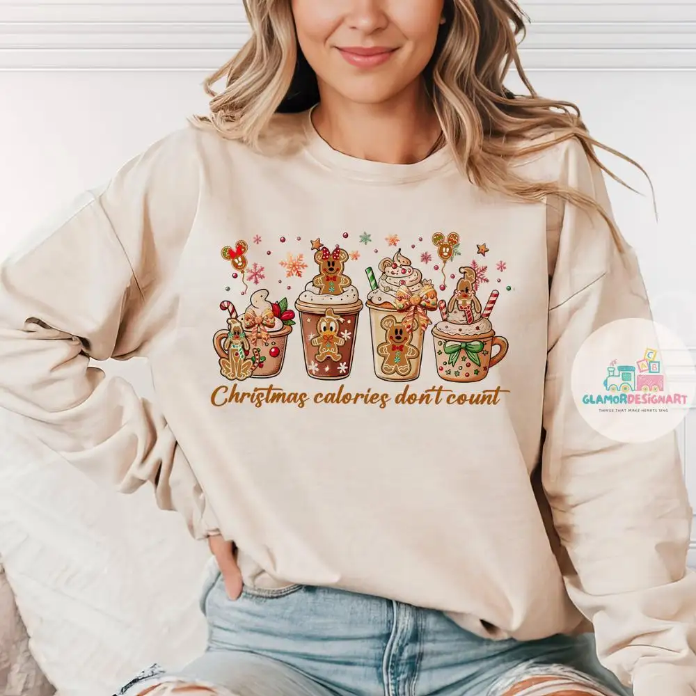 Christmas Calories Don't Count Sweatshirt, Disney Christmas, Christmas Cookie Shirt, Christmas Food Sweater, Holiday Sweater Gift For Women