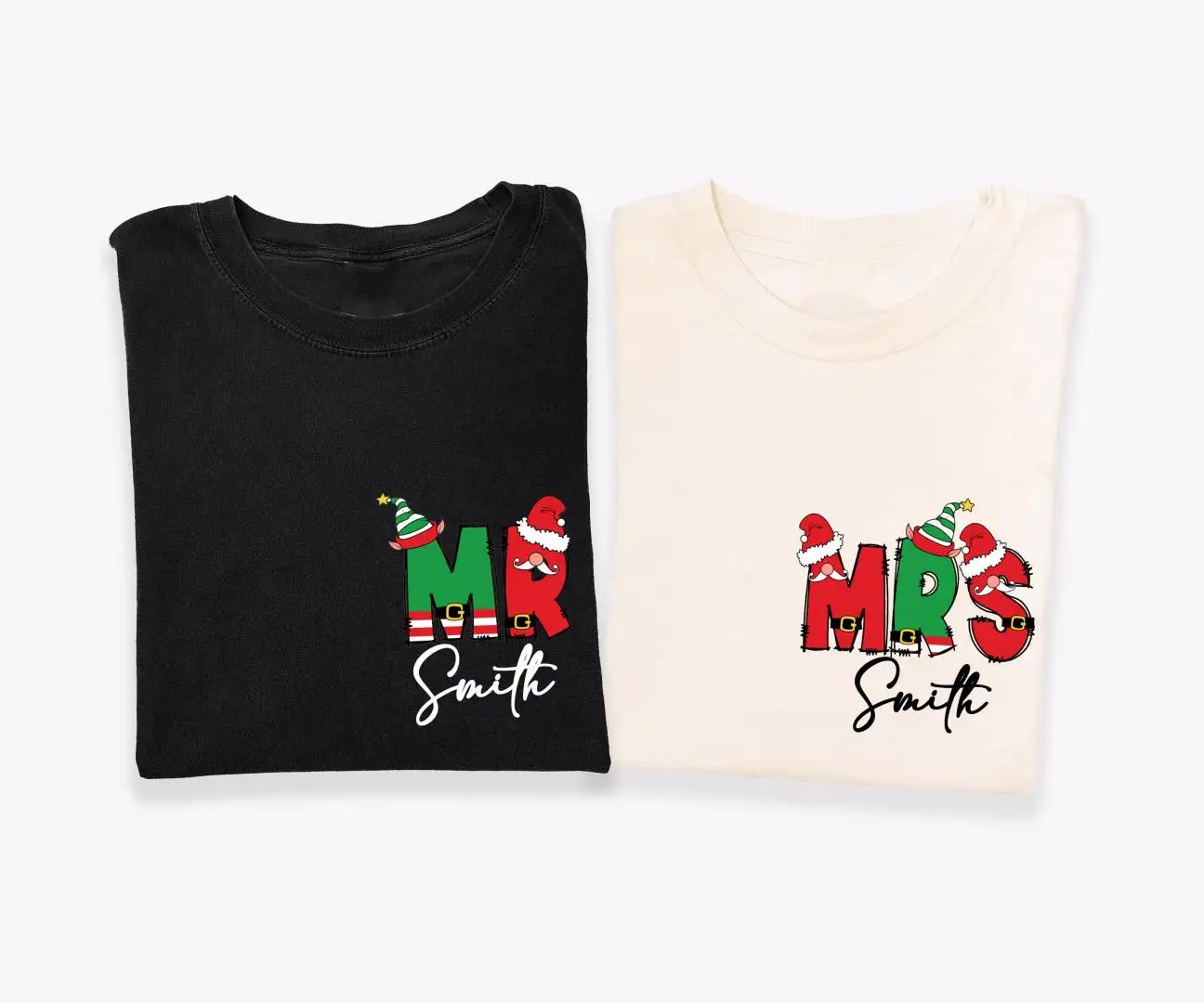 Christmas Couple Holiday Shirt, Elf Mr Mrs Honeymoon Tee, XMAS Wifey Hubby Hoodie, Christmas Wife Husband Sweatshirt, Christmas Family Gift