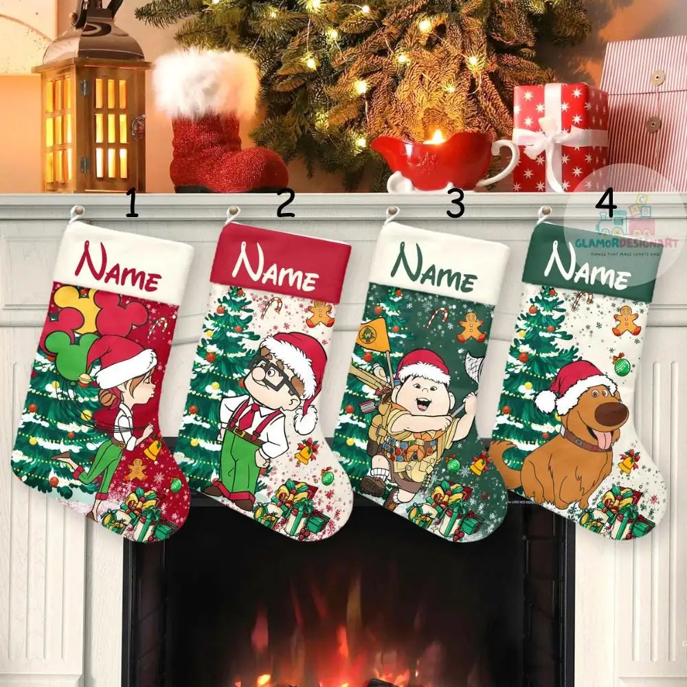 Personalized Up Christmas Stockings, Disney Family Christmas Gifts, Carl Ellie Stockings, Custom Family Christmas Stockings Up Xmas Stocking
