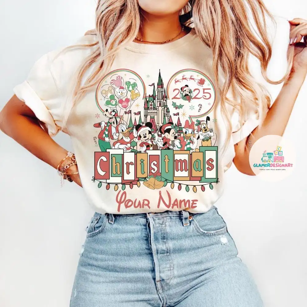 Custom Disney Very Merry Christmas Shirt, Vintage Disneyland Family Christmas Shirts, Christmas Group Shirt Disney Christmas Matching Shirt
