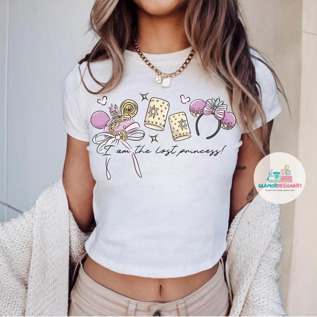 Coquette Disney Tangled Rapunzel baby tee, Magic Kingdom, Disney Princess Rapunzel shirt, Lost Princess Tee, Disney Trip Girly aesthetic