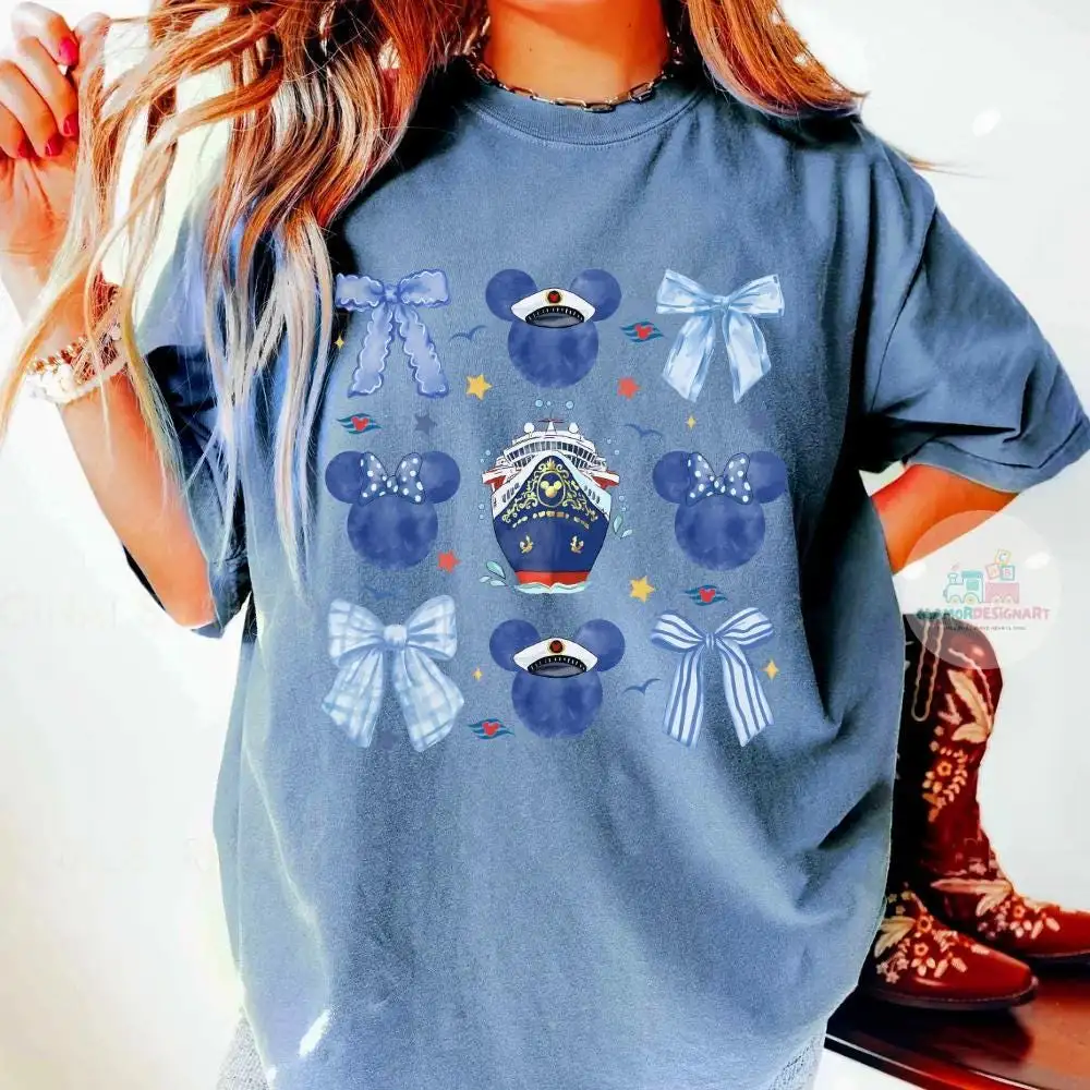 Mickey Cruise T-Shirt, Coquette Cruise Shirt Comfort Colors Aesthetics Cruise shirt, Disney Cruise Shirt, Coquette Bow Mickey Shirt