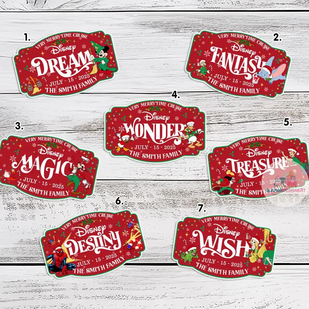 Personalized Christmas Disney Family & Cruise Ship Stateroom Door, Xmas Very Merrytime Cruises Magnet, Cruise Line Ship Name Door Magnet
