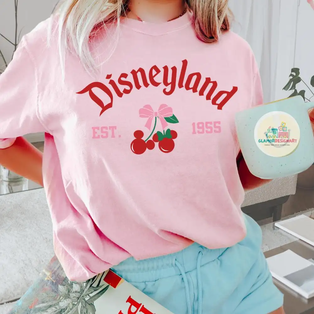 Disneyland Coquette Shirt Cherry Mickey Bow Coquette Bows Disney Shirt Valentines Day Gifts, Gift For Her Comfort Colors Disney Coquette